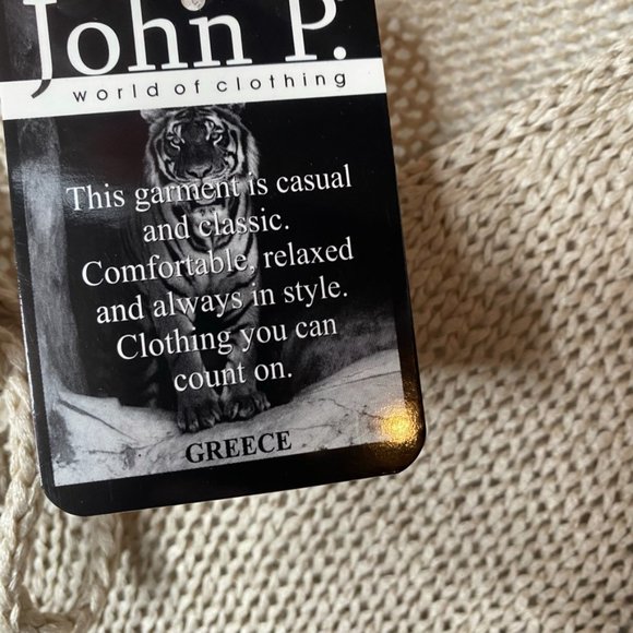 John P. Greece pull over knit sweater tan size medium NWT long sleeve - Picture 5 of 7